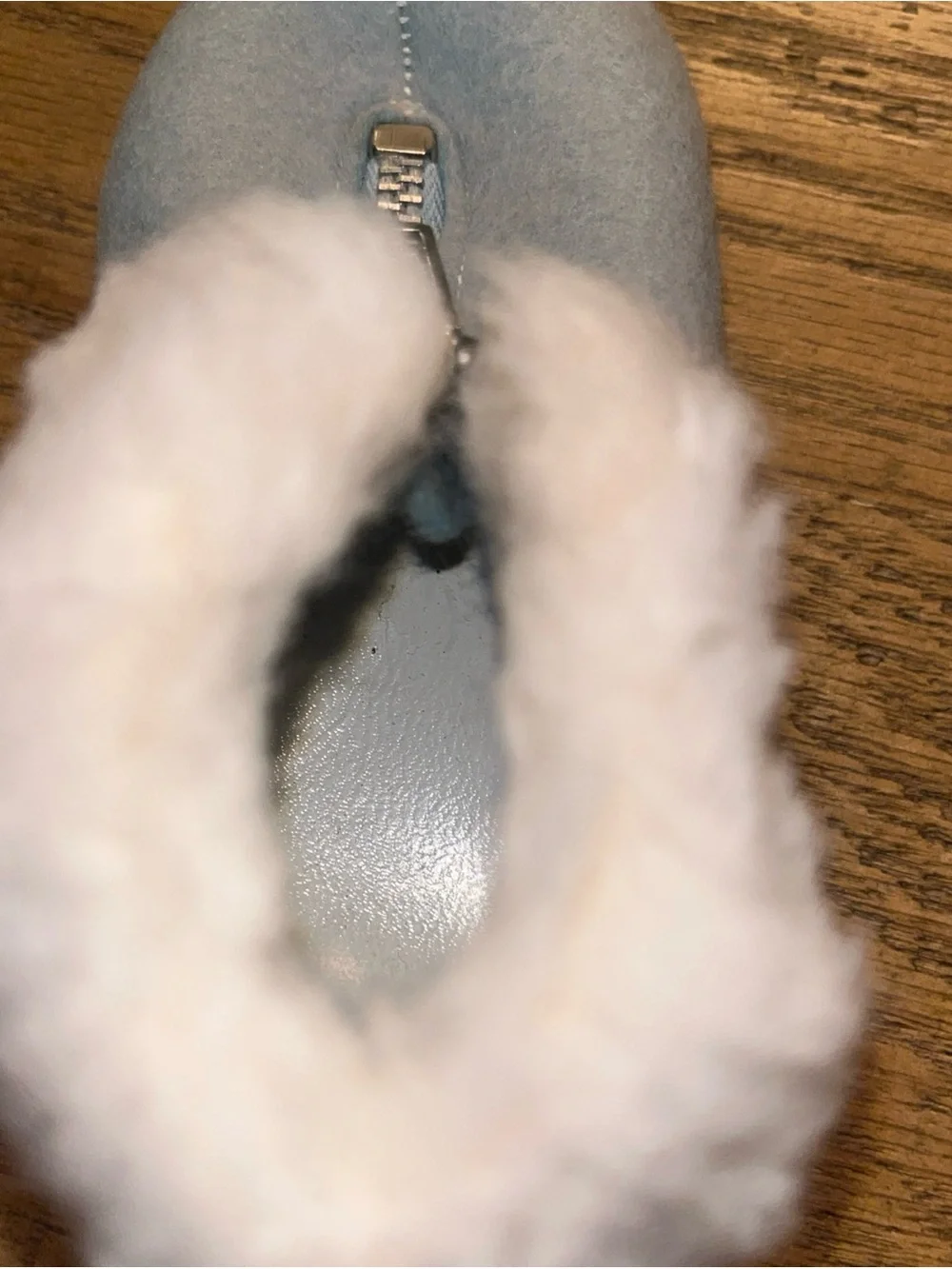 Vintage Toddler Baby Shoes Littonian Wool Zipper Booties Slippers Blue